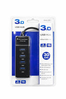 Model 303 4-port USB 3.0 super-speed hub with a 30 cm cable.